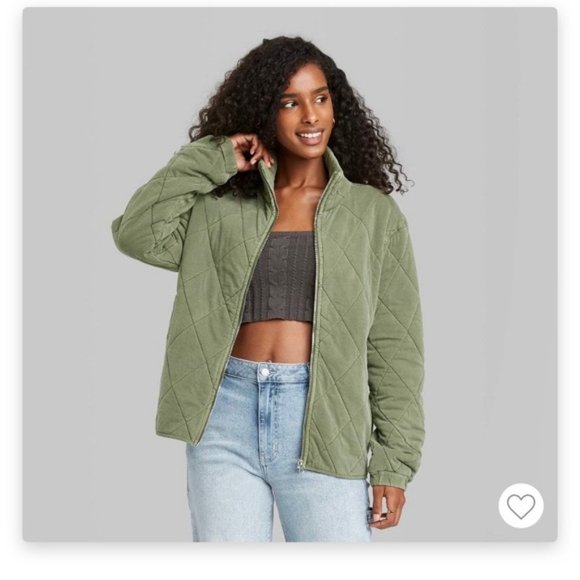 Women's Quilted Jacket - Wild Fable Olive Green Small - Picture 2 of 5